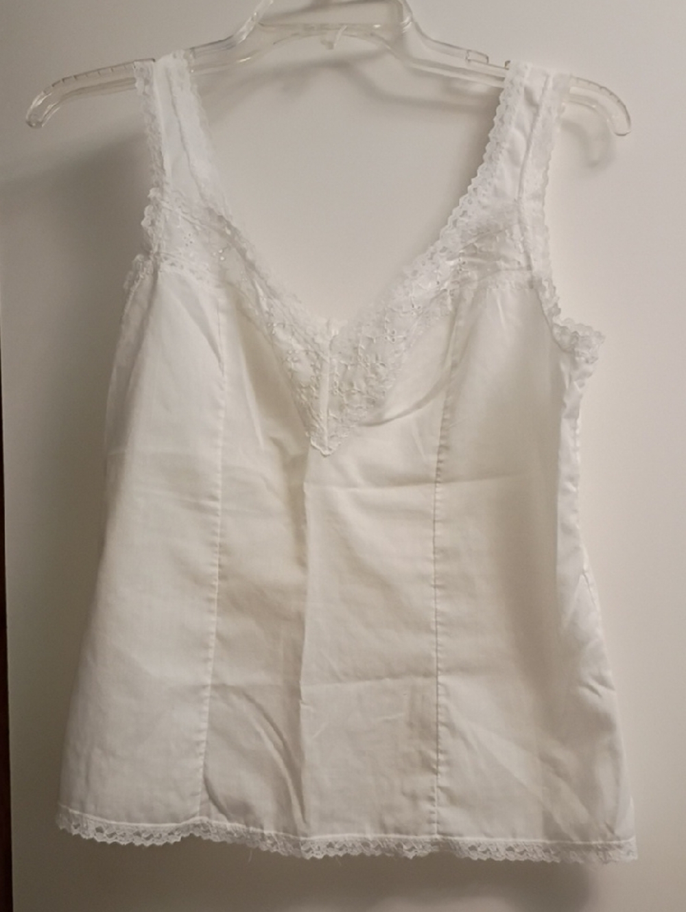 White Lace Trim Camisole Tank